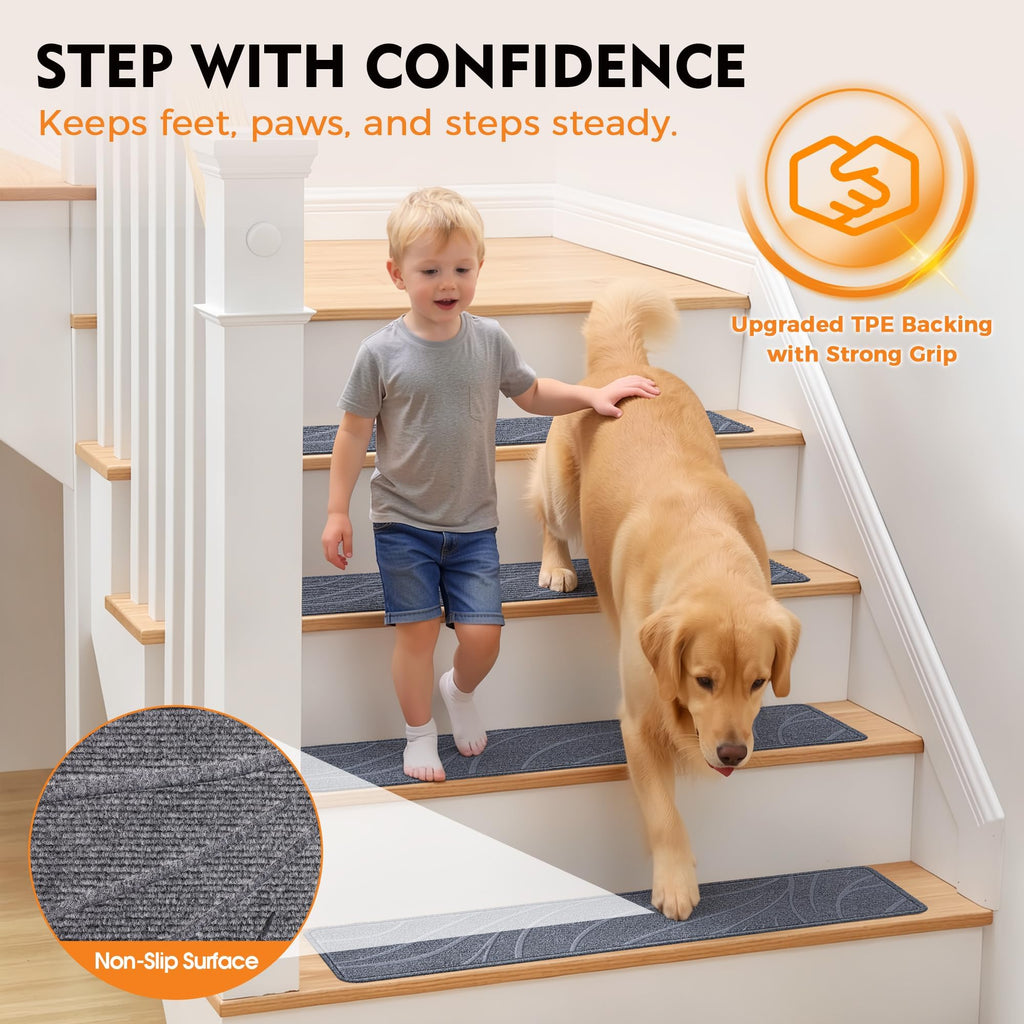 For Wooden Steps, 15 PCS 8"x30", Grey