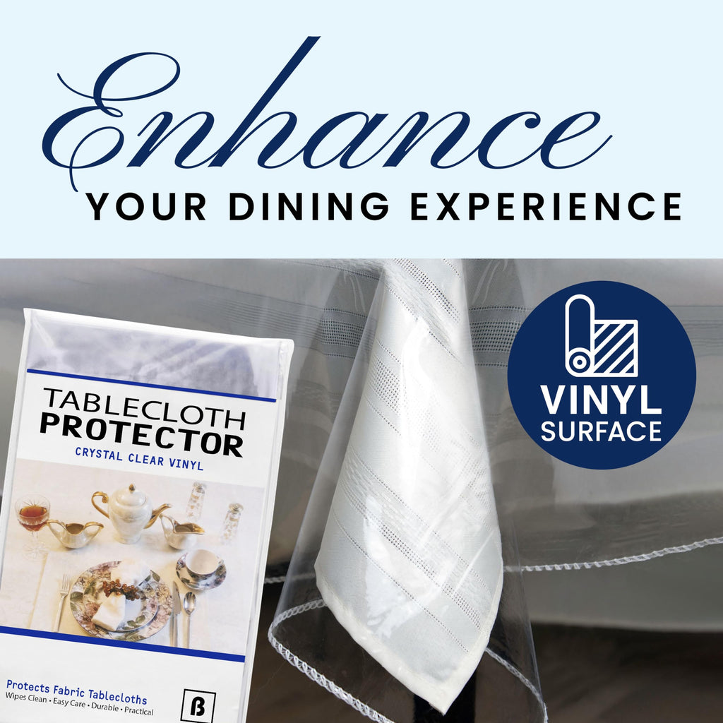 Tablecloth Protector Crystal Clear Vinyl (60"x144" Oblong) | Thick, Durable Clear Table/Tablecloth Protector