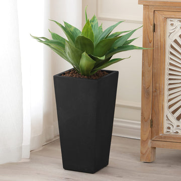 LuxenHome 18.5" Tall Black Planter, Tapered Indoor Outdoor Plant Pot