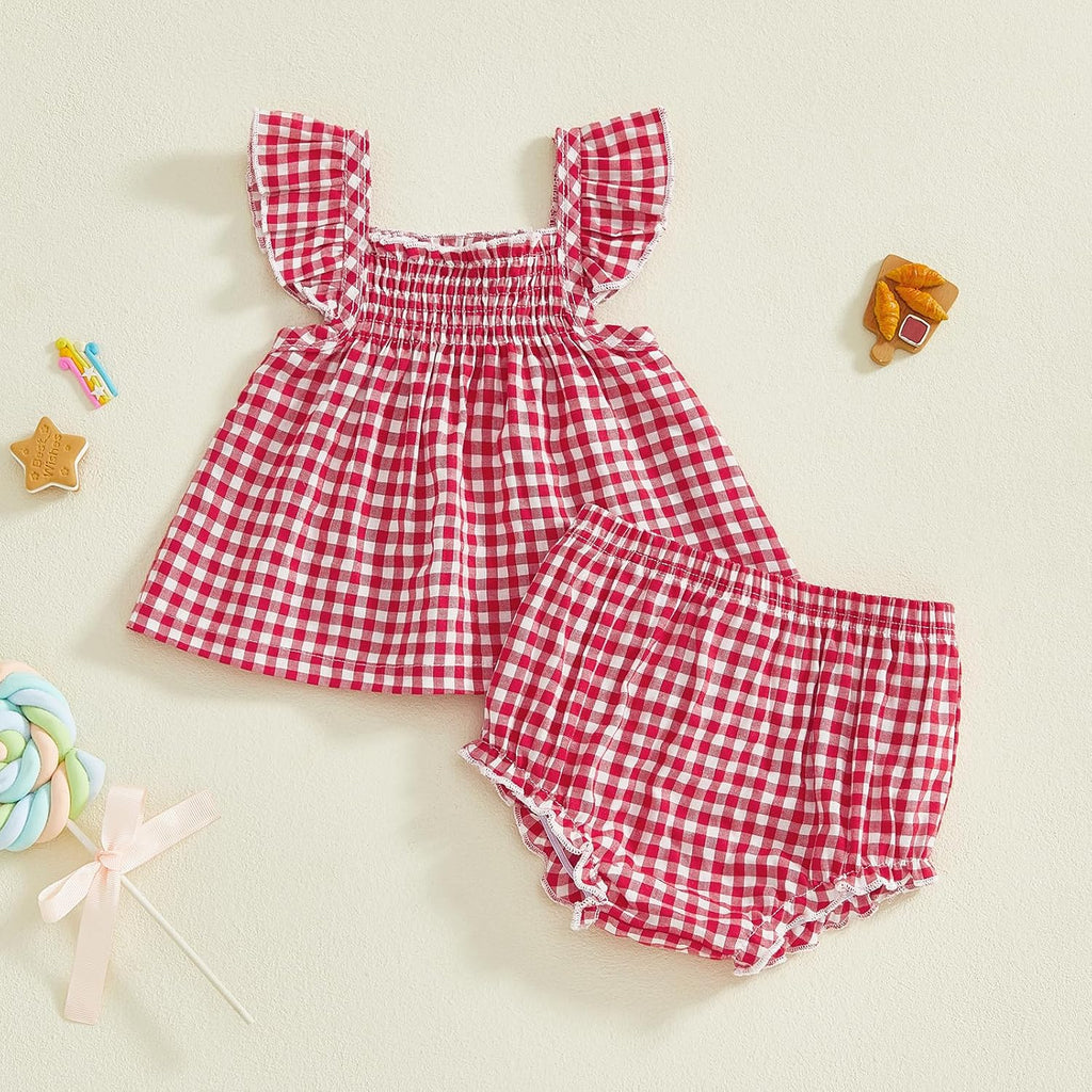 Baby Girl Summer Clothes Cute Ruffle Tops Dress Shorts Outfits Set Infant Toddler Shirt Bloomers Princess Outfit