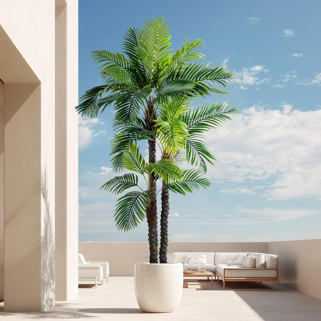 8.2FT Artificial Phoenix Palm Tree Artificial Plants Indoor Outdoor Large Faux Coconut Silk Palm Tree Tropical Fake