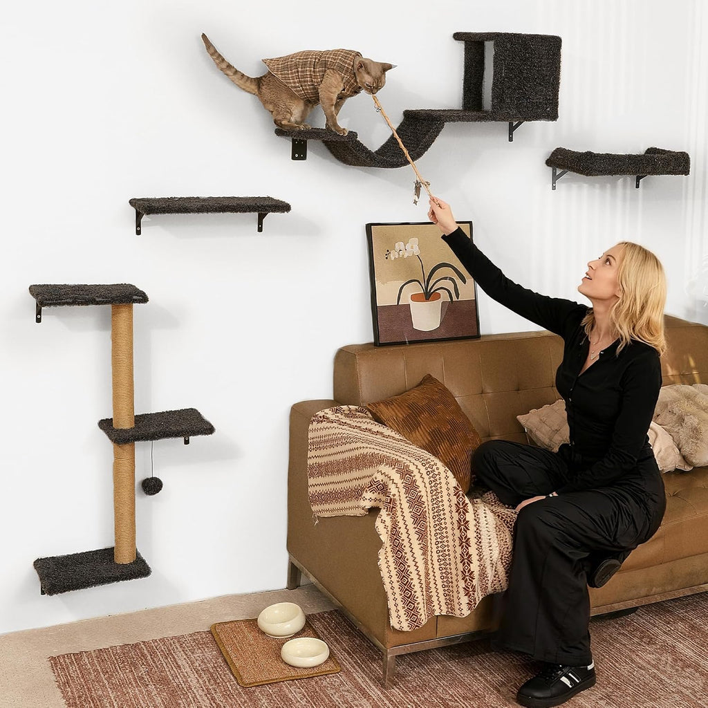 Cat Wall Shelves, 4 in 1 Set, Grey