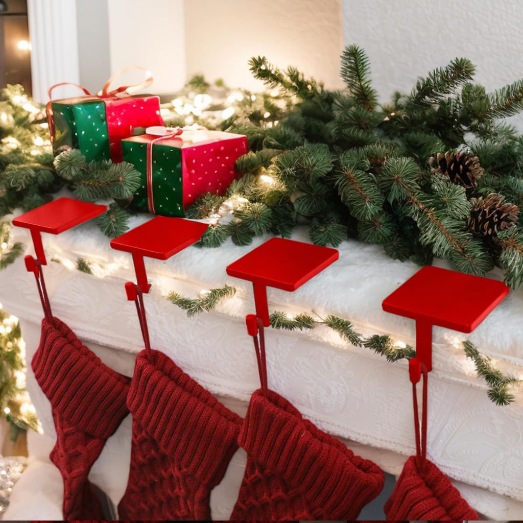 Christmas Stocking Holders for Mantle Set of 4 Heavy-Duty Cast Iron Xmas Stocking Hangers Hooks for Mantel with