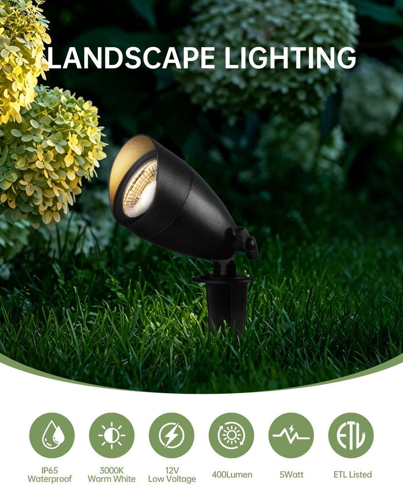 8Pack Low Voltage Landscape Spotlight,12v Outdoor Uplight Waterproof