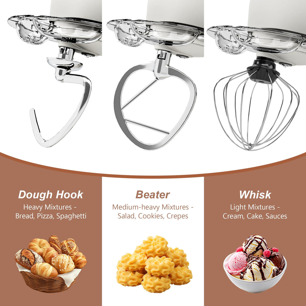 6.5 Qt 10-Speed Tilt-Head Stand Mixer with Dough Hook, Whisk, Beater & Splash Guard, Electric Kitchen Mixer for