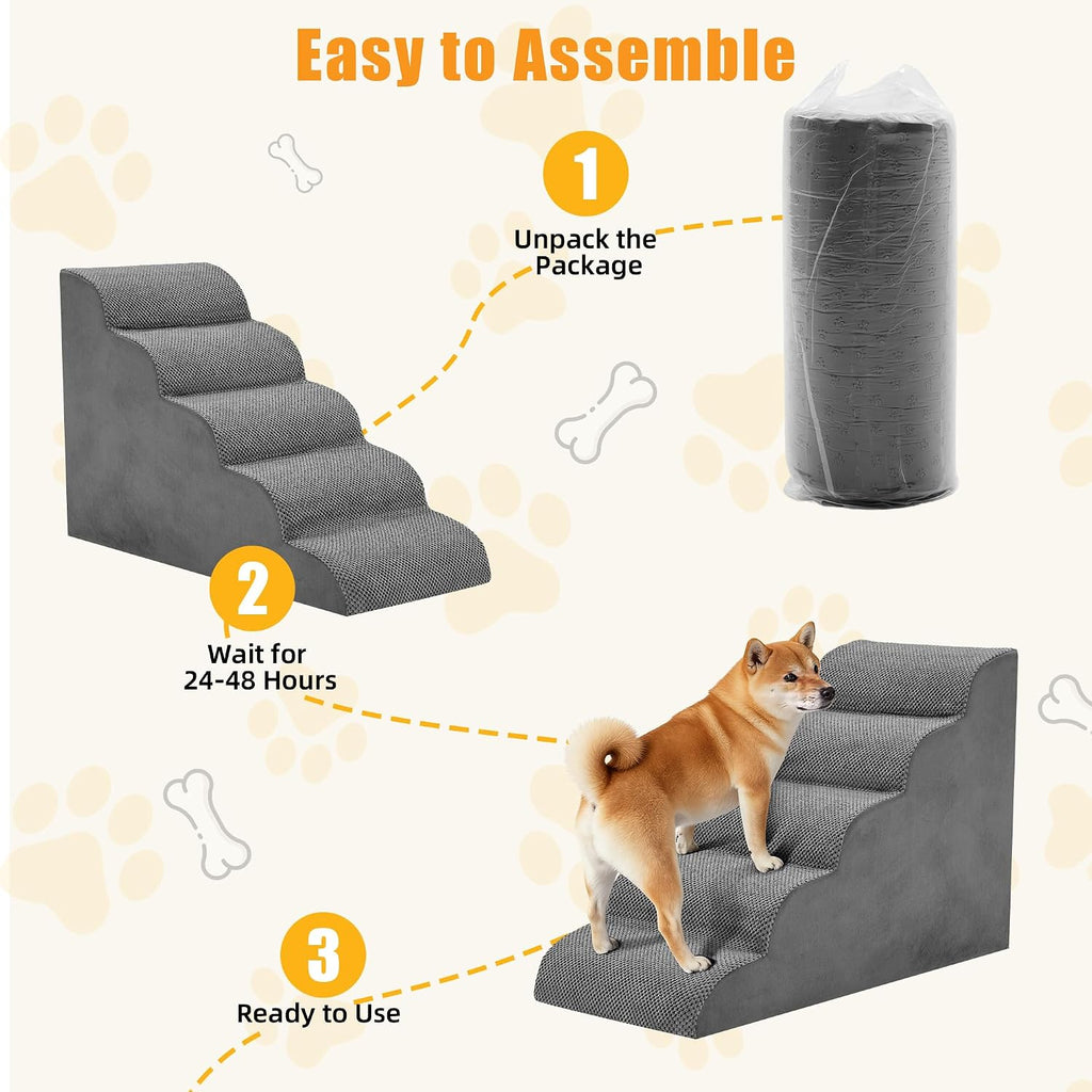 5-Step Dog Stairs for Large Dogs and Cats, 22in H Dog Steps