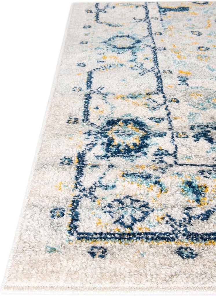 Madeline Vintage Rug - 10' x 14' Gray Easy-Clean Rug - Traditional Medallion Design