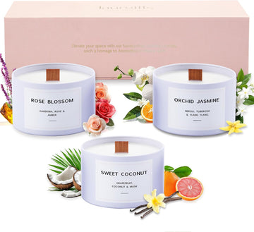 Luxury Candle Gift Set for Women - Luxury Candle Box with 3 Scented Soy Candles in Pink Box - Mother's Day, Birthday - Set of 3