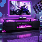 Fireplace TV Stand with 36" Electric Fireplace,LED Light Entertainment Center,2 Tier TV Console Stand for TVs Up to 80",Fireplace for The Living Room TV Stand,Black A132-B0C3B5M8Y5