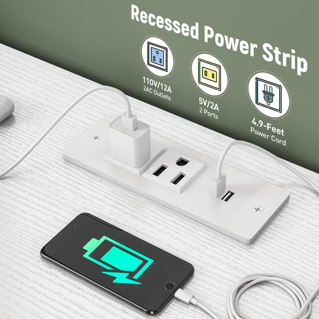 10-Drawer Tall, LED & Charging Station, White