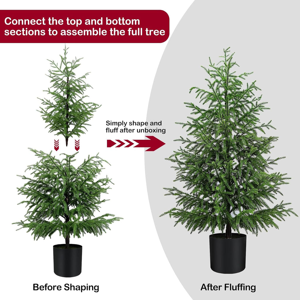 4FT Norfolk Pine Christmas Tree, Unlit Artificial Tree in Pot, Soft-Touch PE Material, Family & Pet Friendly
