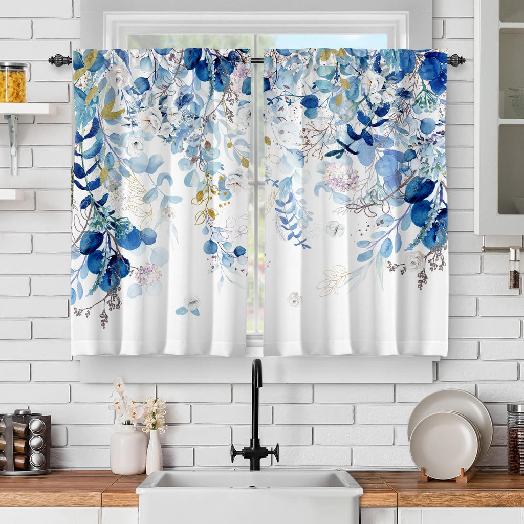 Boho Curtains (Set of 2 Panels) 63 Inch Length Mid Century Light Filtering Curtains Orange Abstract Leaves Dining Room Curtain Rainbow