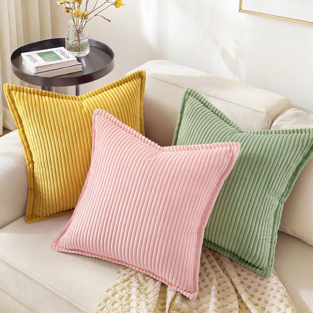 Fall Corduroy Pink Throw Pillow Covers 20x20 Set of 2