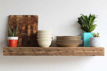 Reclaimed Barn Beam Deep Shelves | Deep Shelves with Brackets Included, Set of 2 | (Natural Low Profile Bracket, 36"