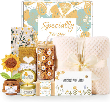 Self Care Gifts for Women Gift Baskets, Sending Sunshine Thinking of You Care Package Spa Gift Sets, Mothers Day
