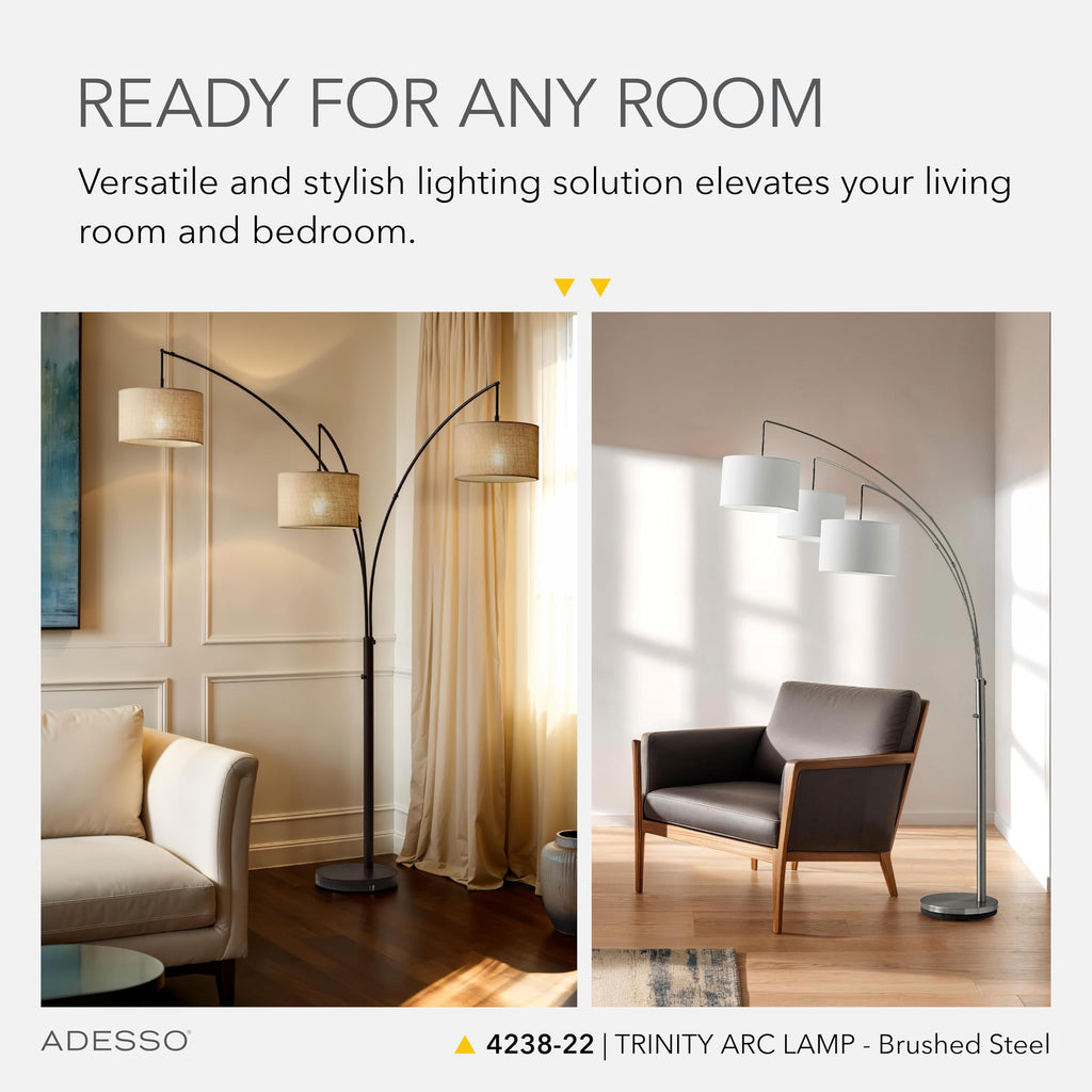 Floor Lamp, Brushed Steel, Movable Shades, 74"