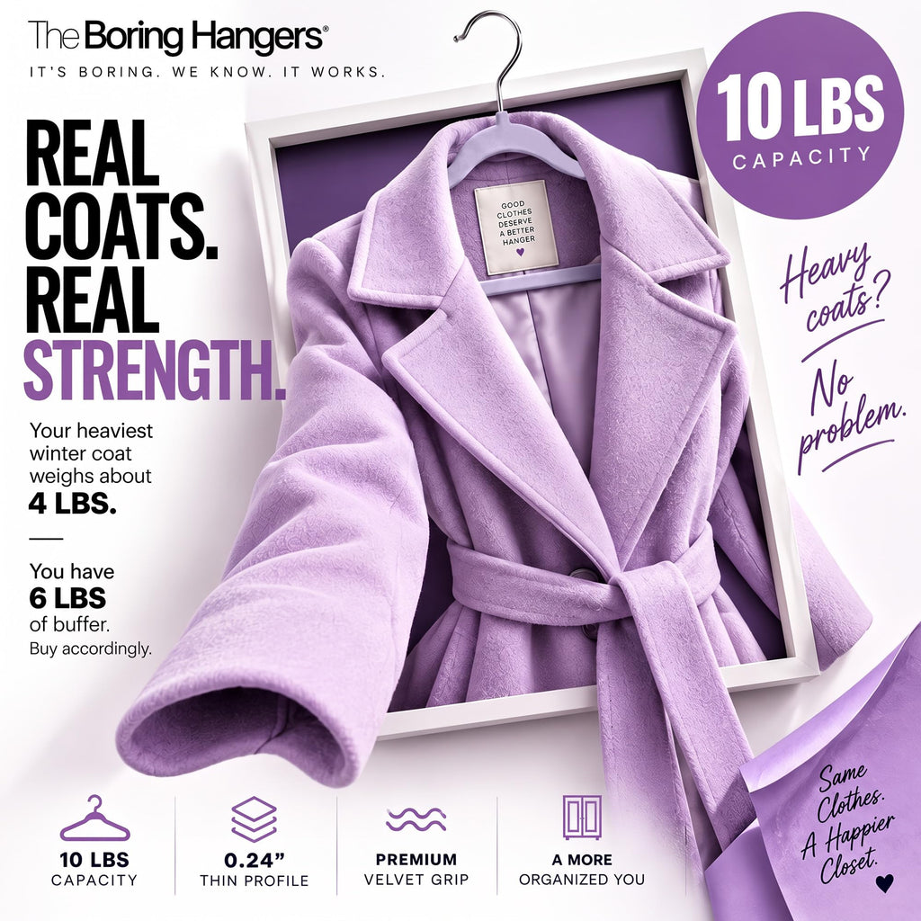 33 Pack Light Purple Velvet Felt Hangers, Non Slip