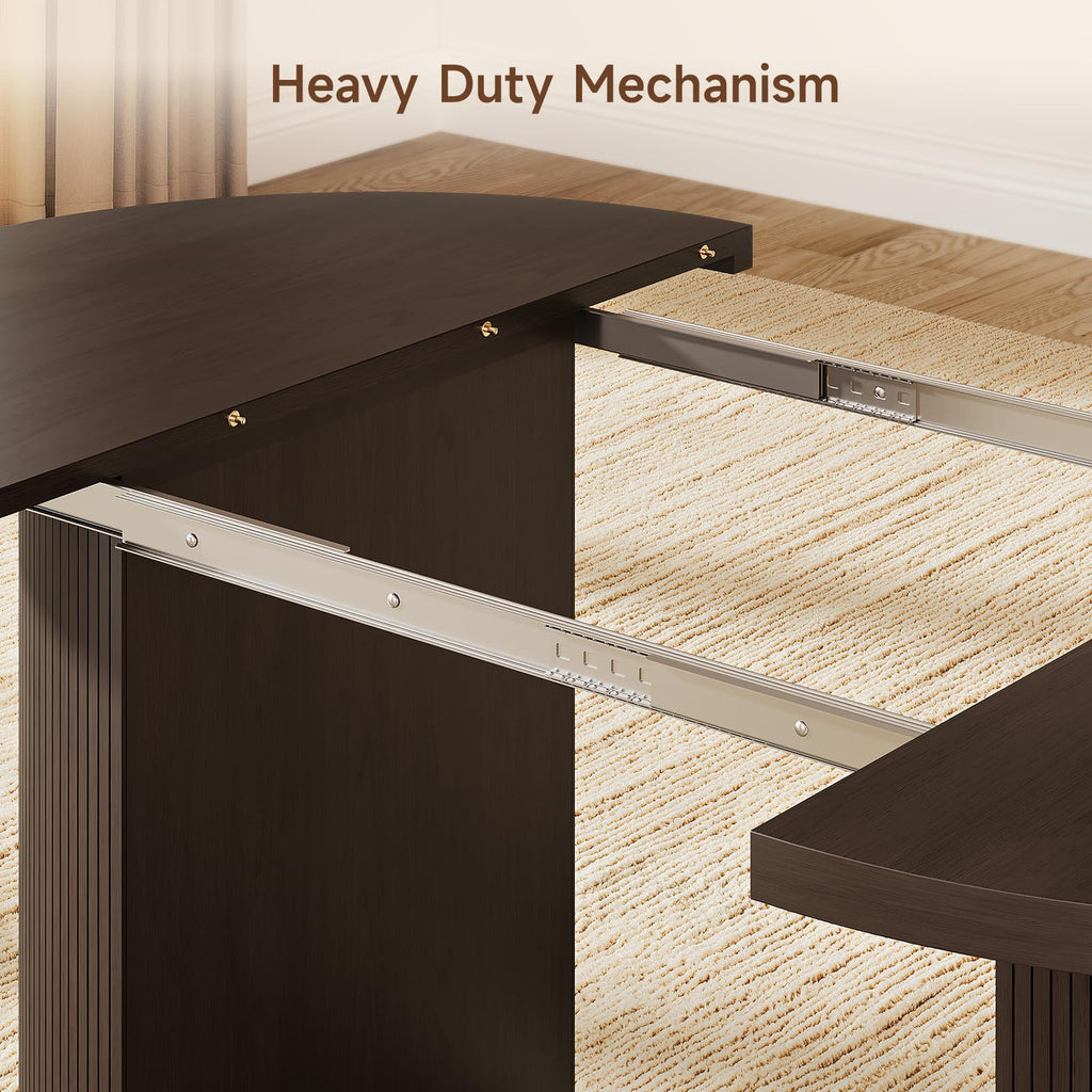 41-78Inch Extendable Dining Table for 4-8, Storage Shelf, Darkbrown