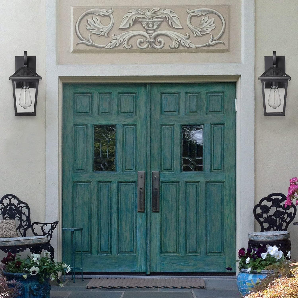 Outdoor Light Fixtures Wall Mount, Waterproof Exterior Wall Lanterns with Glass, Outside Wall Sconces