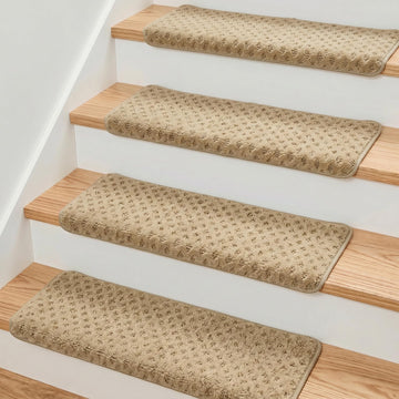 Bullnose Carpet Stair Treads, 14 Pack, 9.5" x 30", Heat-Pressed