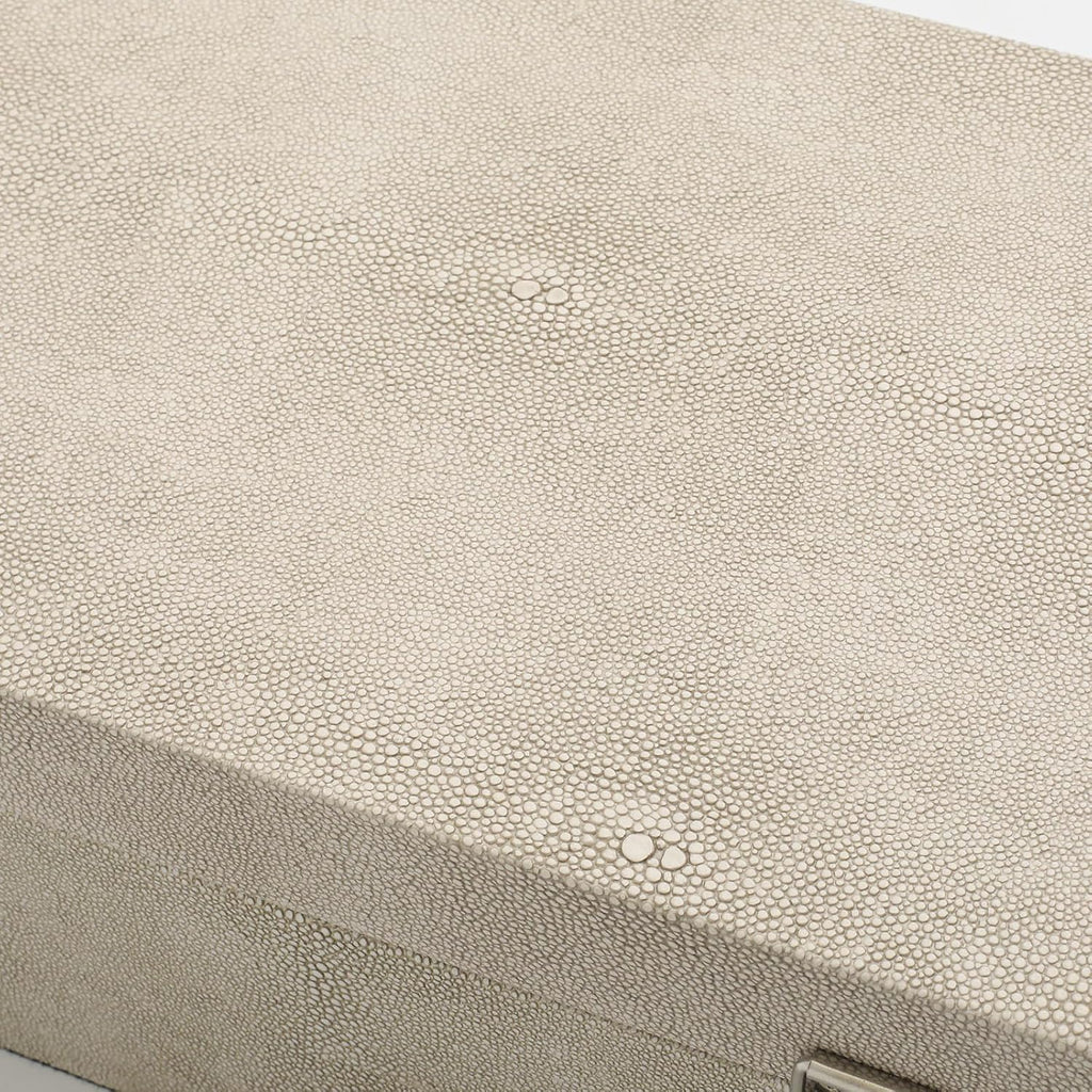 Faux Shagreen Leather Decorative Storage Boxes, Ivory - Set of 2