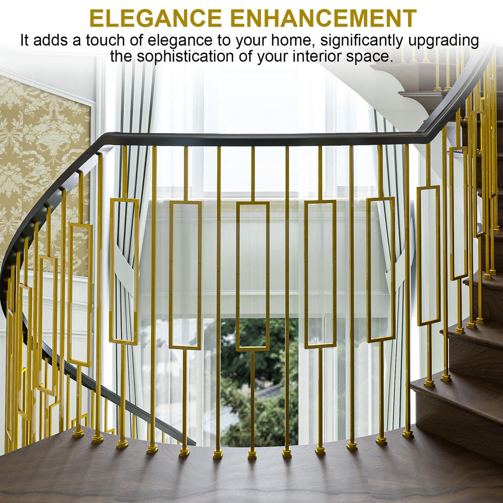 20 Pack Glossy Gold Iron Baluster Flat Shoes, Stair Shoe with Screw for 1/2" Square Balusters, Upgrade and Decorate