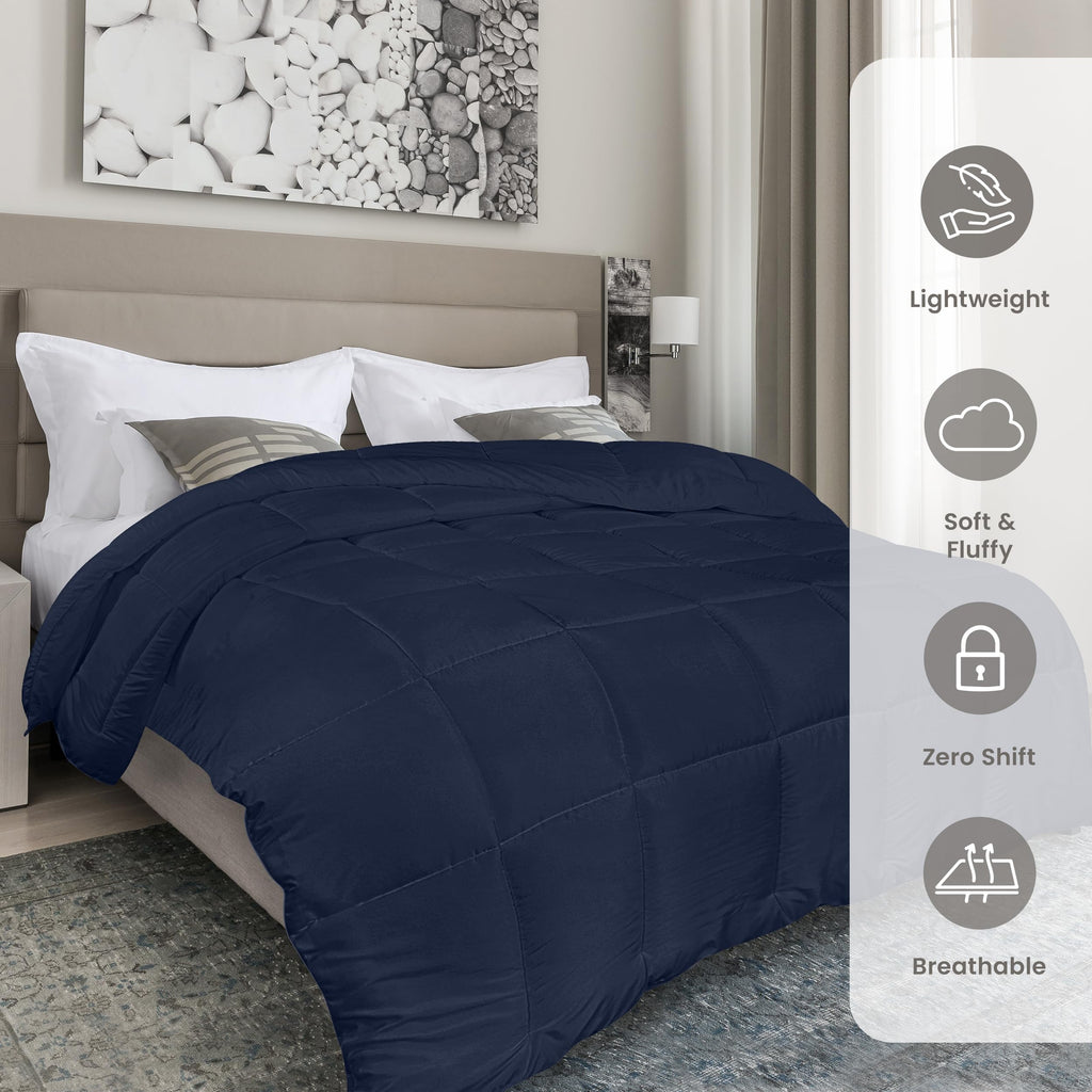Comforters King UK Size, All Season Duvet Insert, Down Alternative Box Stitched Bed Comforter with Corner Tabs