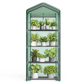 27"x19"x63" Mini Greenhouse, with Durable Zipper Door 4 Tier