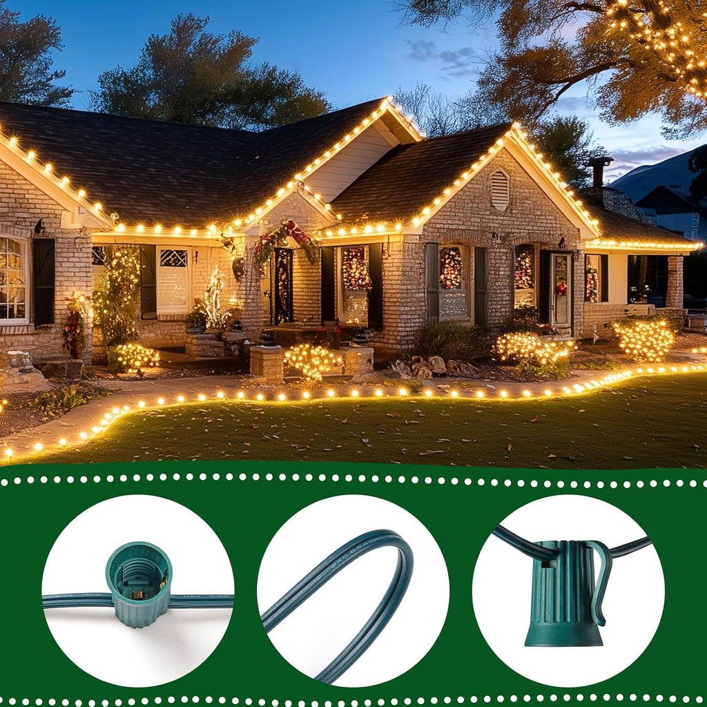 C9 Christmas Lights Outdoor, 100FT String Lights with 100 Bulbs