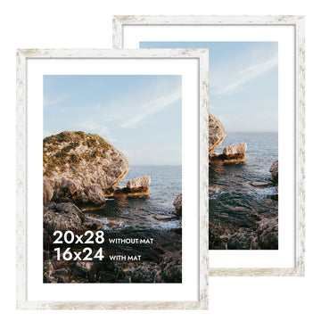 20x28 Poster Frame with 16x24 Mat - Plexiglass Wooden Picture Frames for Photo Wall Gallery Mounting