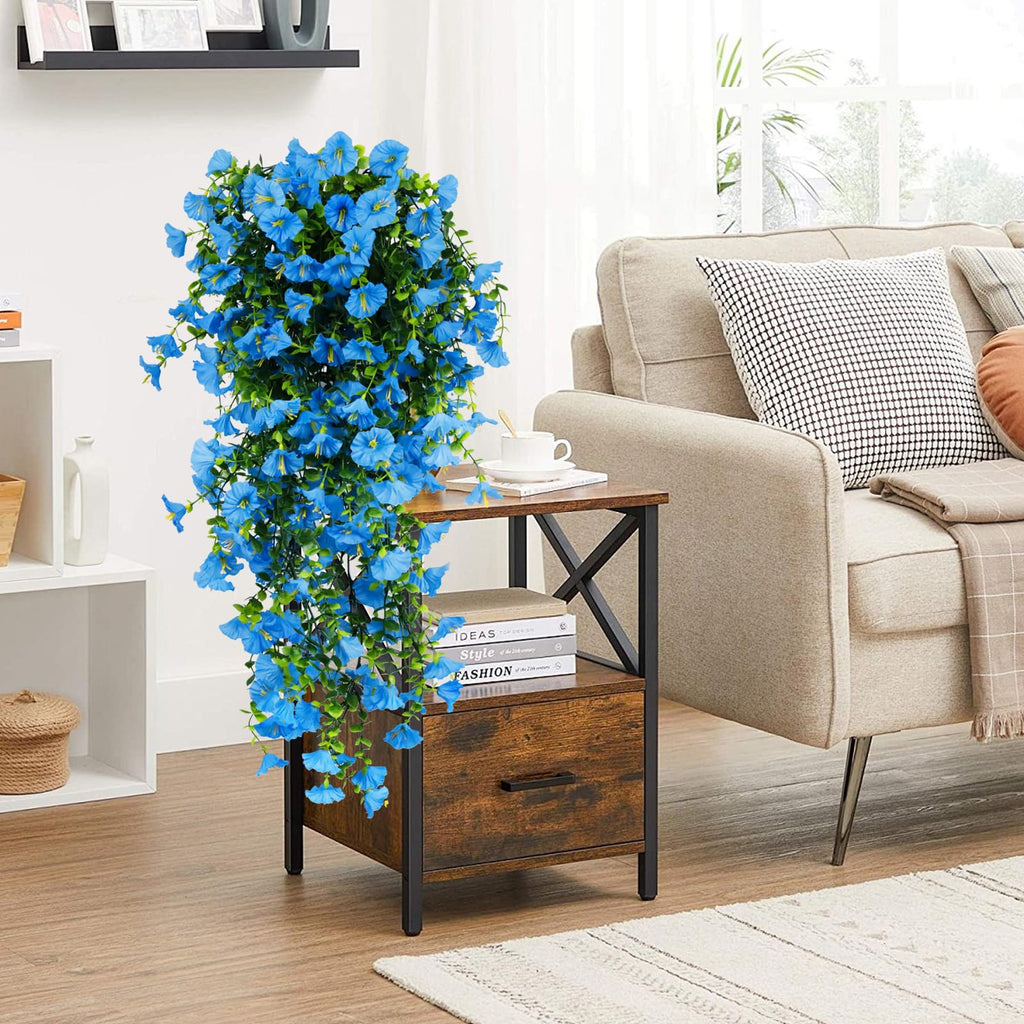 4-Pack Fake Hanging Plants, Faux Hanging Plant Artificial Greenery Bedroom Boho Wall Shelf Indoor Outdoor Decor (Blue