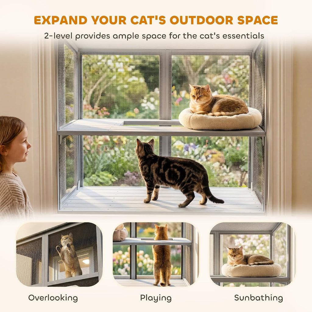 Cat Catio Expandable Window Box Enclosure, All Weather Use, 39" L