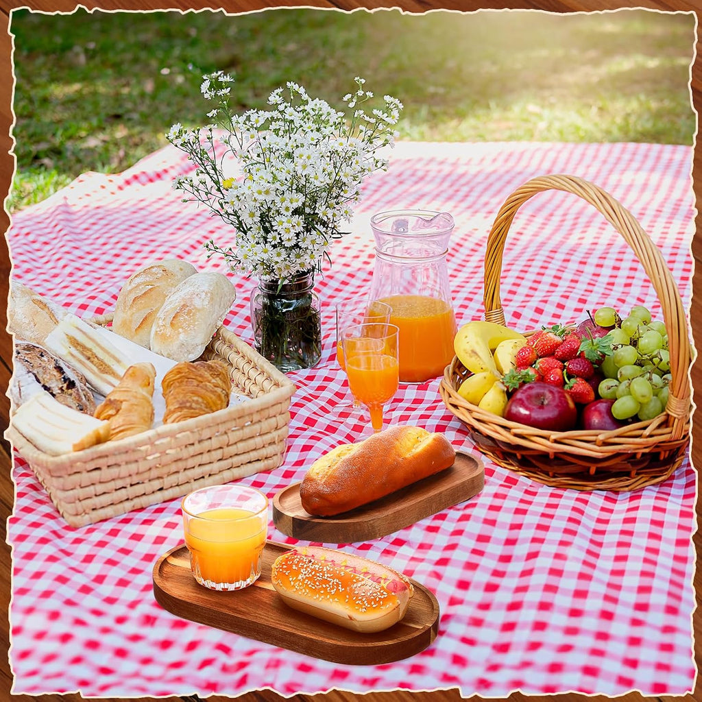 12 Pcs Wood Serving Trays 10 and 12 Inch Charcuterie Boards Oval Wooden Plates Serving Platter Cheese Dinner Plates