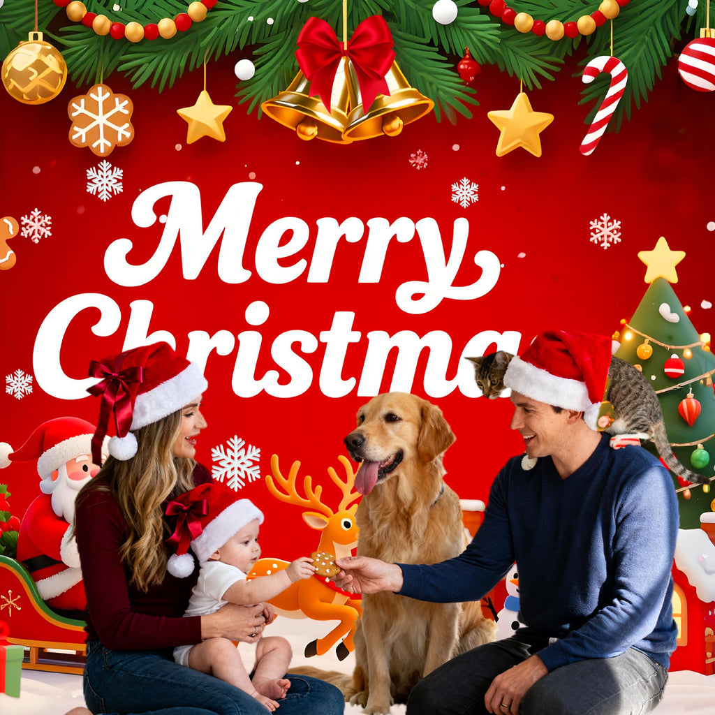 8x6ft Merry Christmas Backdrop Large Christmas Party Decoration Banner Xmas Backdrops for Wall Photography Background