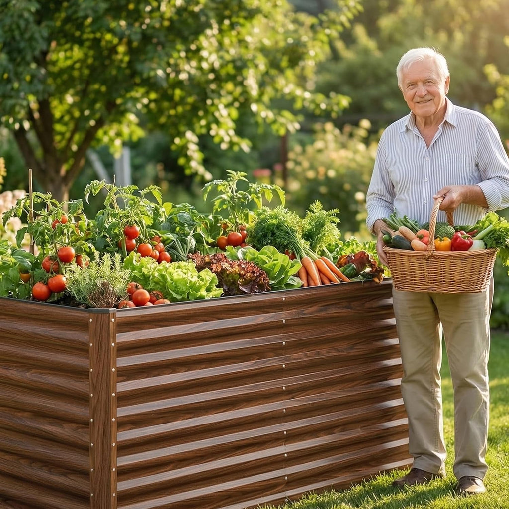 36" Tall Raised Garden Bed, Easy Gardening at Waist Height, 6x3x3ft Large Galvanized Metal Outdoor Planter Box for