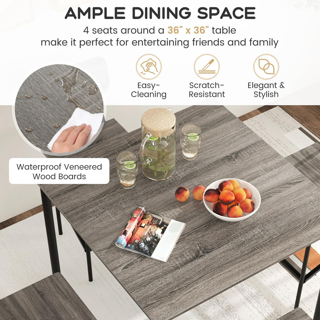5-Piece Counter Height Dining Table Set for 4