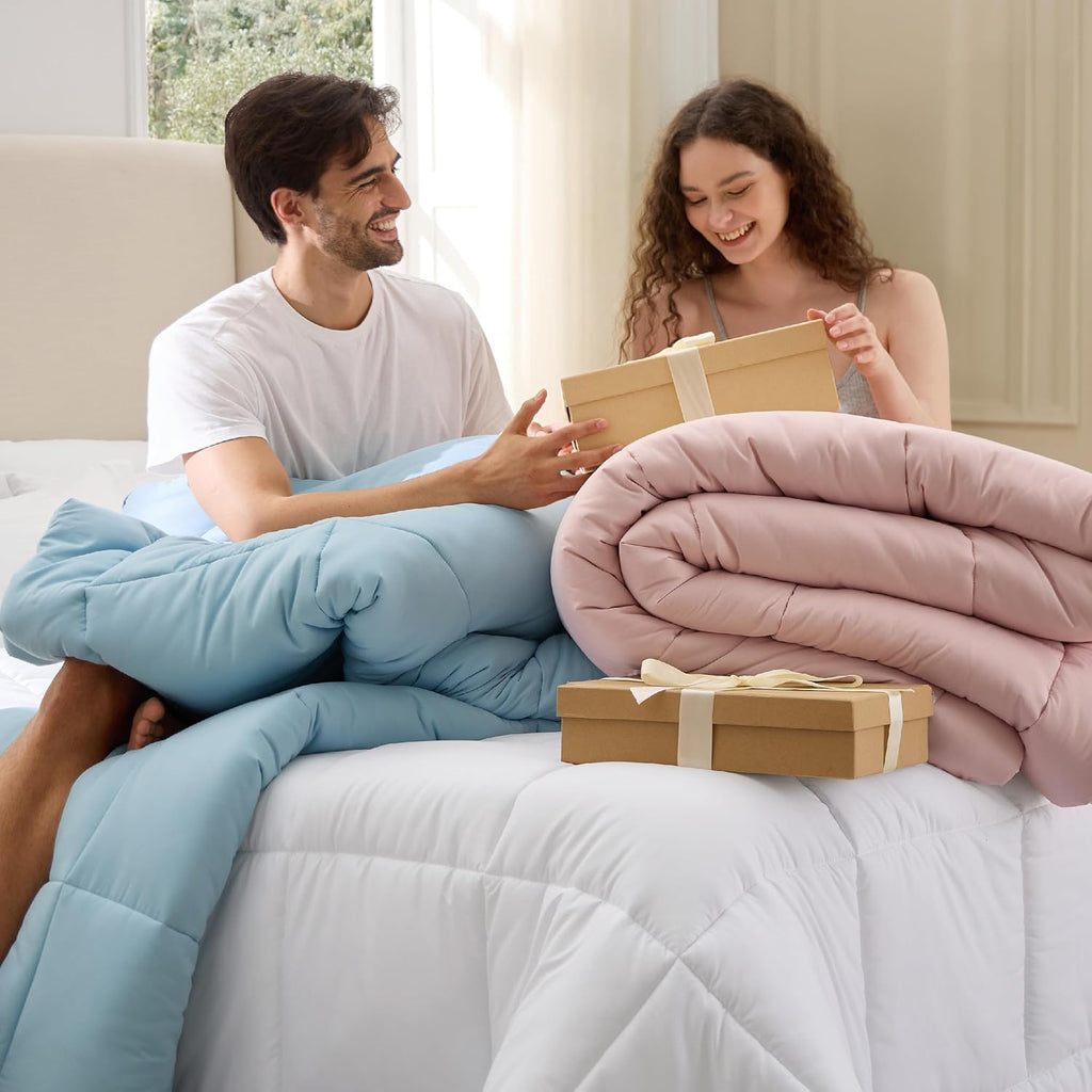 Comforter Duvet Insert - Quilted Comforters Oversized King, All Season Duvet, GentleSoft Down Alternative Bedding