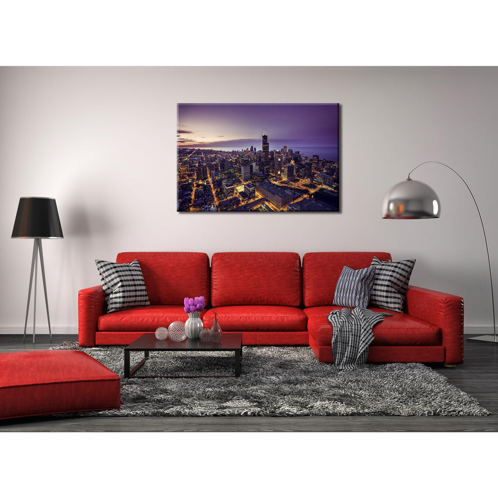 Chicago Wall Chicago City Skyline Wall Decor Picture Canvas HD Printed Illinois Cityscape Poster Paintings Stretched