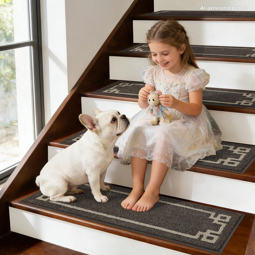 Stair Treads for Wooden Steps Indoor, 9"x28", 15pcs, Brown