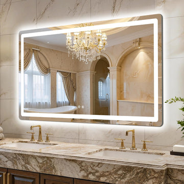 LED Bathroom Mirror, 50"x30" Bathroom Vanity Mirror with Lights for Wall, Smart Anti-Fog, Stepless Dimmable with 3