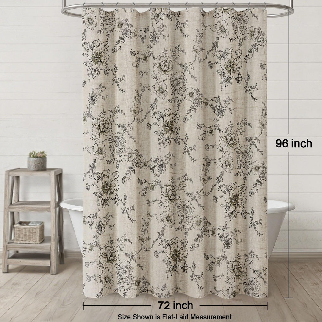 Farmhouse Floral Vintage, Black and Tan Taupe