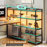 L Shaped Desk with Storage Shelves, 64.5" Reversible U Shaped Office Desk with 3 Fabric Drawers