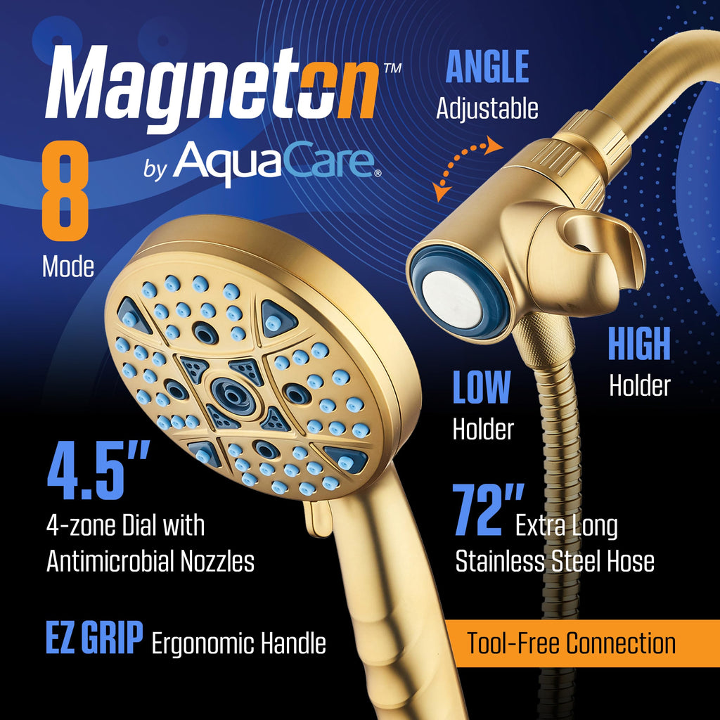 Magneton High Pressure 8-mode Handheld Shower Head w/Dual Bracket