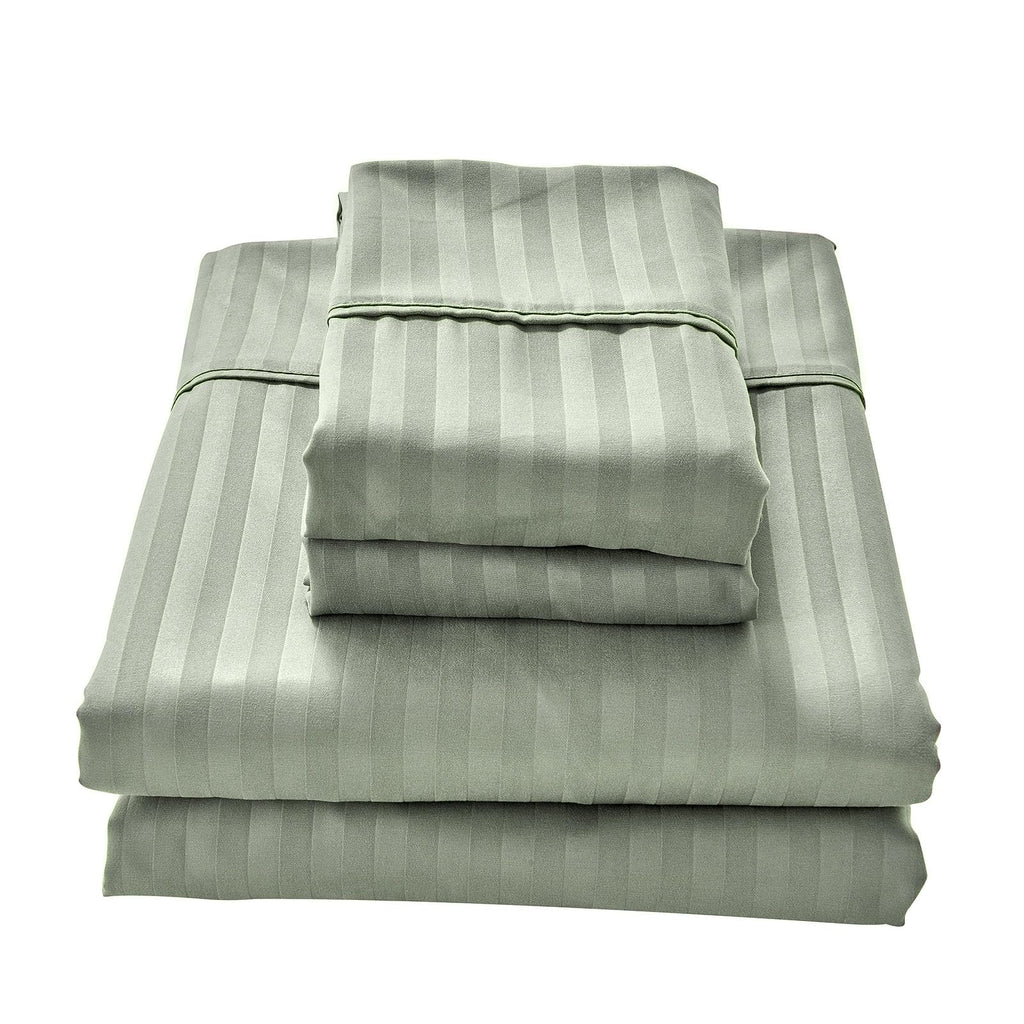 Striped 66x80 Olympic Queen Sleeper Sofa Bed Sheets Set Sage