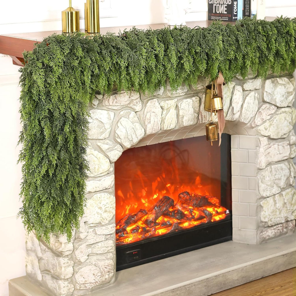 Lifelike Touch Artificial Cedar Garland for Christmas Decor(16 FT,1 PCS)