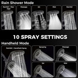High Pressure Rain Shower Head with Handheld Spray Combo: Detachable Dual Shower Head with 10 Sprays Modes