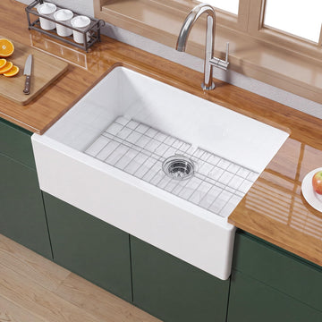 30 x 20 Inch Self Trimming Farmhouse Kitchen Sink White Apron Front
