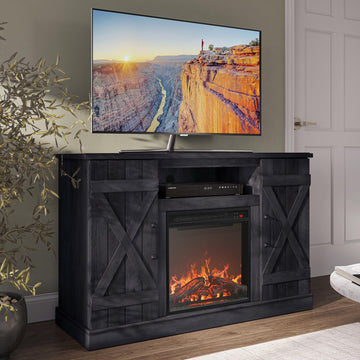 Veropeso 47" TV Stand with 18" Electric Fireplace - Rustic Grey