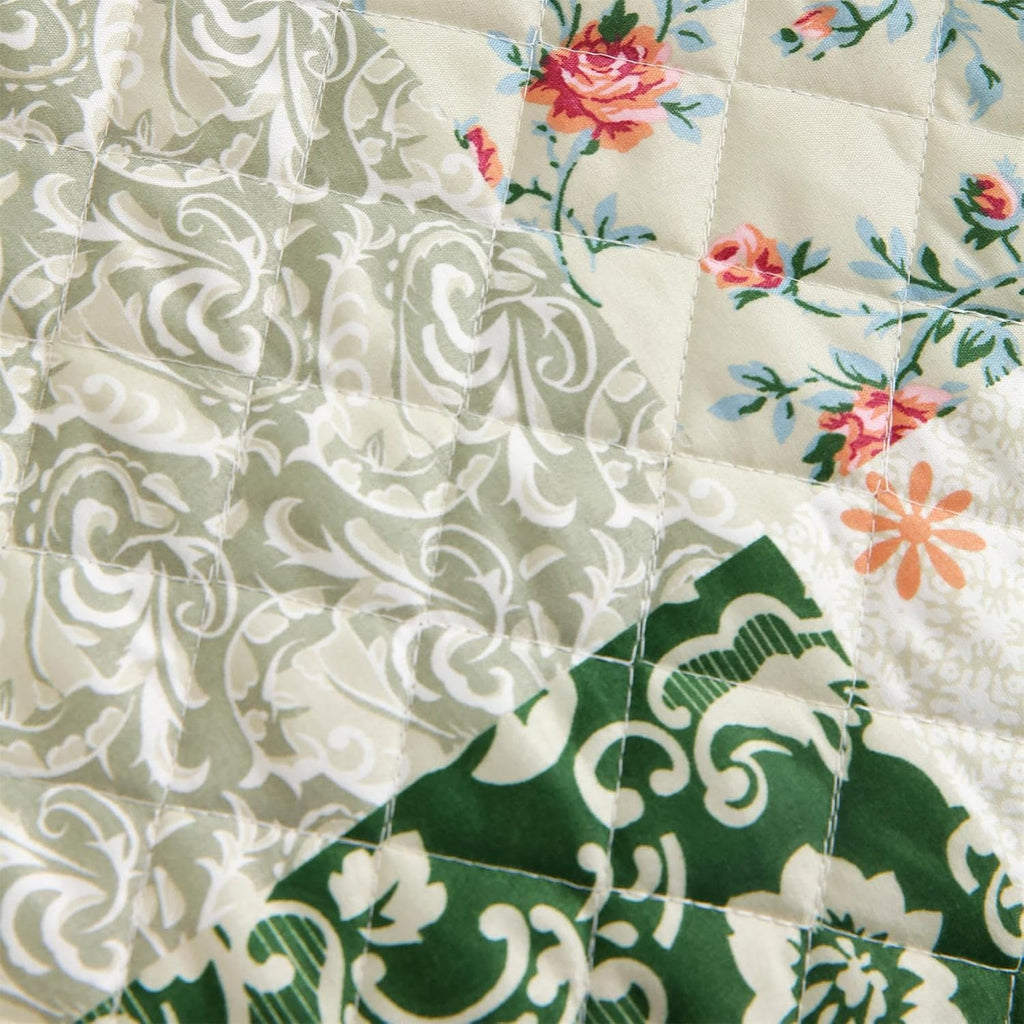 Skidproof Sofa Cover-Green Sofa Slipcover with Elastic Straps-Easy Fit Slip Cover-Patchwork Washable Furniture