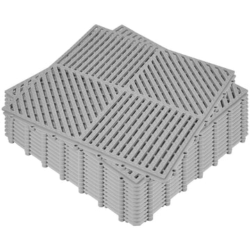 Modular Interlocking Cushion 12P 11.8" x 11.8" Interlocking Rubber Floor Drain Holes Non-Slip Splicing Drainage Mats